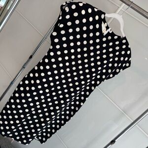 VTG Spenser Jeremy 100% Silk Cap Sleeve Dress Sz. 6-8 Black White Polka Dot